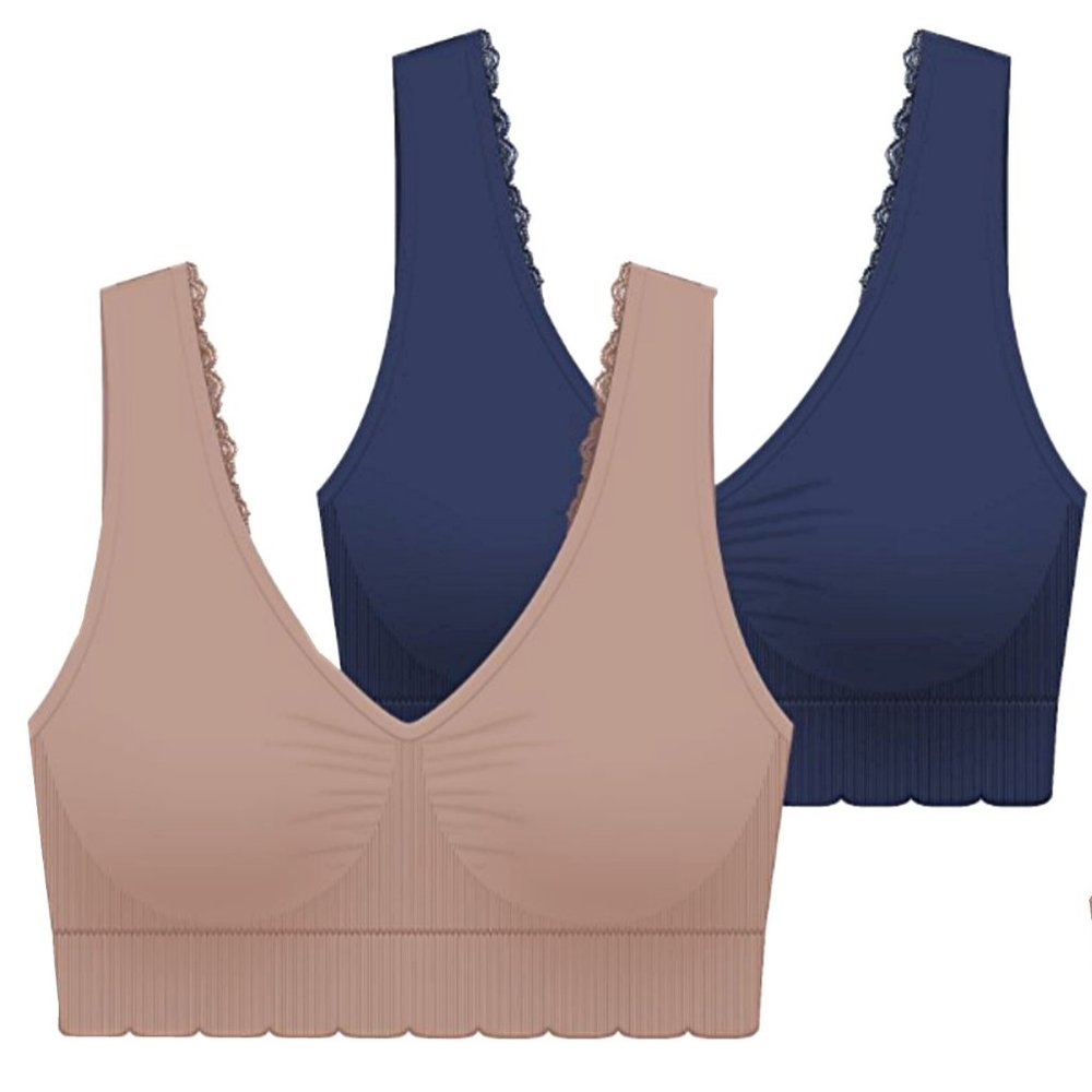 Delta Burke Padded Comfort Padded Bras with Lace Back Straps  2-Pack